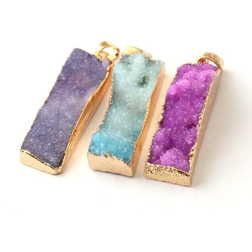 Free Shipping Fashion 3 Color Natural Druzy charm for DIY making necklace bracelet jewelry metal charms