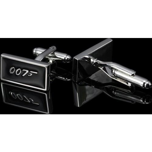 Free shipping 007 James Bond Spectre Logo Cufflinks the Black and White Enamel Men Wedding Party Cuff Links Movie Jewelry