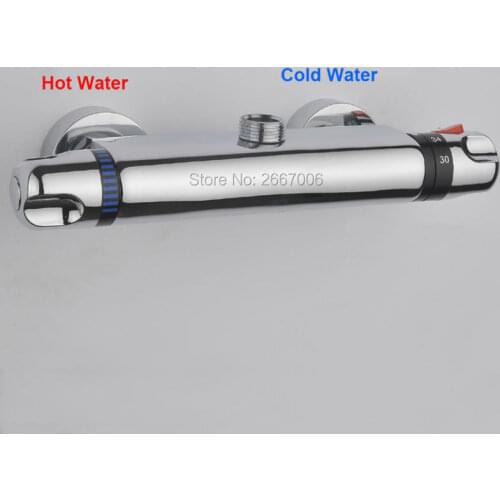 Free Shipping Wall Mount Bathroom Brass Thermostatic Temperature Control Shower Valve Faucet Mixer Tap ZR950