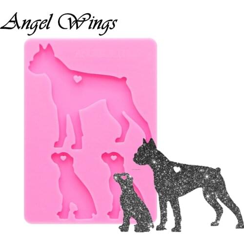 Shiny keychains Dog family Mom/baby Silicone Molds DIY Jewelry keychain mould Epoxy Resin Mold Custom DY0167