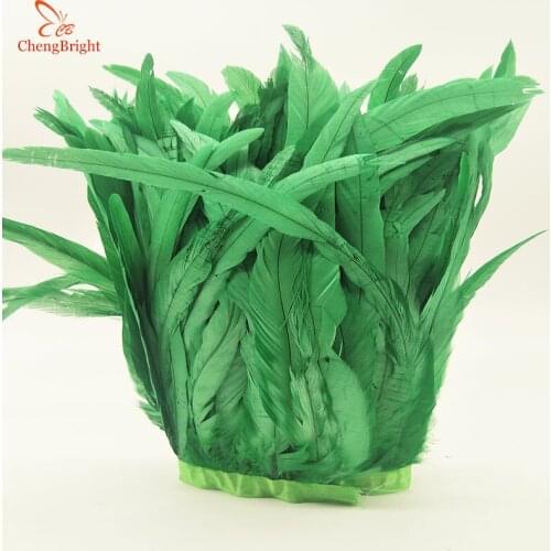 ChengBright 10 Yards Green Rooster Tail Feather Trim Coque Feather Trimming Feather For Crafts Dress Skirt Costumes Plumes DIY