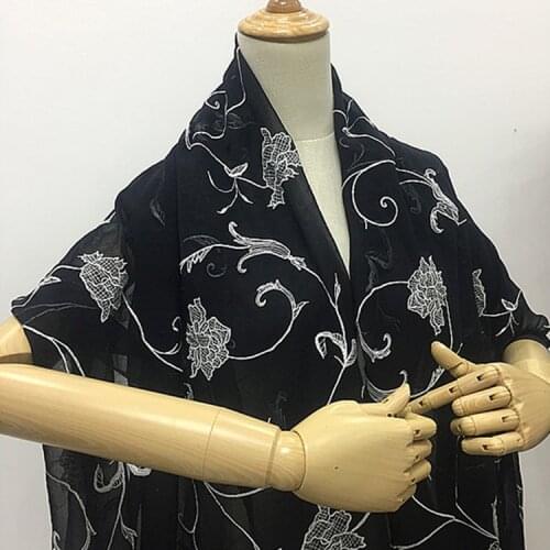 Black and White embroidered silk Georgette chiffon fabric for dress Wedding Dress,SCG706