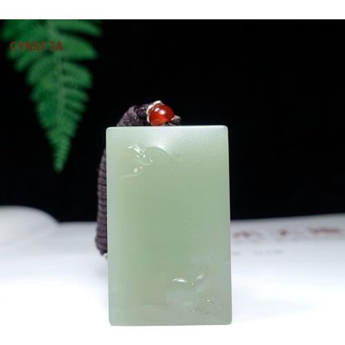 CYNSFJA New Real Certified Natural Hetian Jade Nephrite Lucky Amulets Wealthy Jade Pendant Light Green High Quality Best Gifts