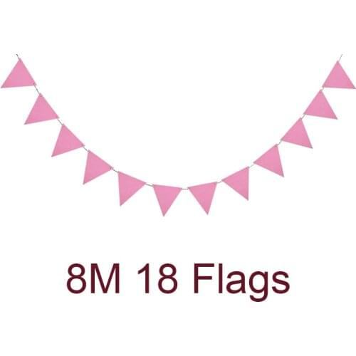 4M 12 Flags 8M 18Flags Pink flags Wedding Valentines day Birthday party Pure Flags Girls Party Hanging Decoration Supplies