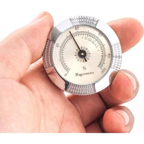 46mm Round Silver Cigar Smoking Measure Hygrometer Humidity Moisturizing