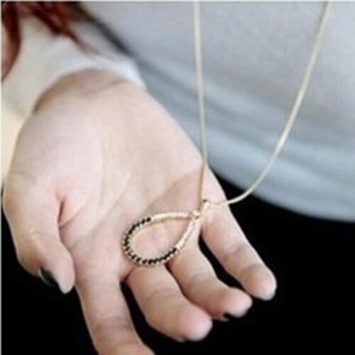 Hot New Gifts Fashion Full Simulated Color crystal Oval Hollow Droplets Long Necklace Women Jewelry Accessories