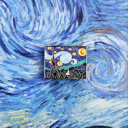 Van Gogh Painting Starry Night Pin Art Creative Brooch Art Retro Coat Sweater Badge Alloy Drop Oil Badge