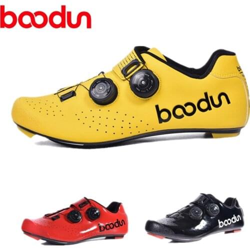 BOODUN New Ultralight Road Cycling Shoes Carbon Fiber Self-Locking Pro Bike Shoe Breathable Bicycle Racing Athletic Sneakers Men