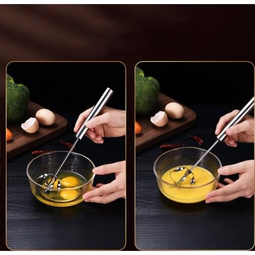 Kitchen Tool Semi-automatic Push Type Mixer Egg Beater Manual Self Turning Stainless Steel Whisk Hand Blender Egg Cream Stirring
