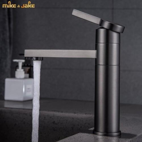 Gunmetal tap bathroom Faucet Single Lever metal gray stand Mixer Tap sink deck mounted Bathroom Basin Water Sink Mixer gold tap