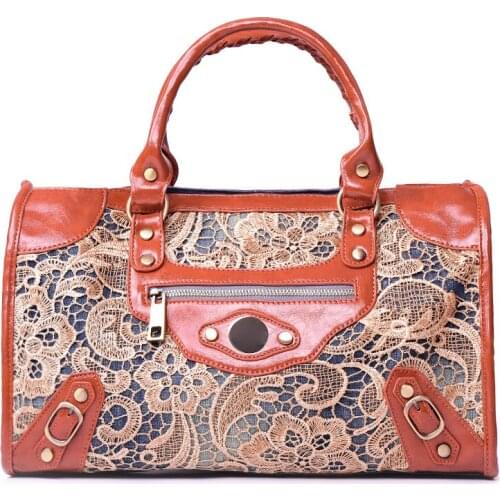 Fashion Vintage Lace Embroidery Handbag Denim Women Bags Female HandBags Crossbody Purse Shoulder Bag bolsa feminina