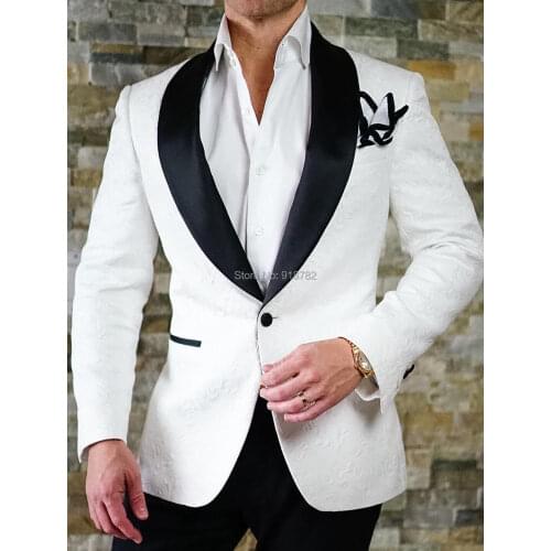 Costume Homme 2018 New Fashion Men Suit Slim Fit Party Prom Wear Dress Two Pieces Set Groom Tuxedo White Wedding Suits For Men