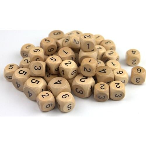 10 pcs/set 1-6 Digital Dice 1.6/2.0 cm Dice Set Wooden 6 Sided Dice Board Game Accessory