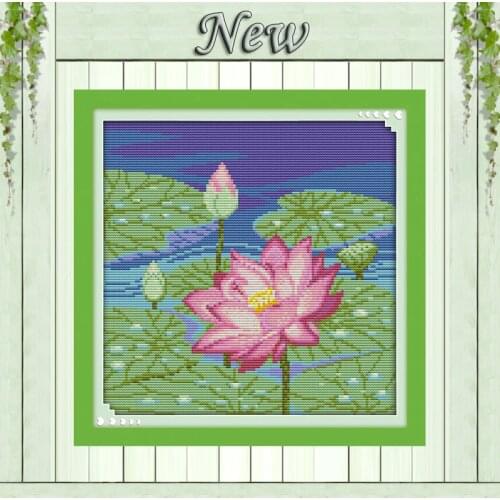 Lotus flowers home wall Decor diy painting counted print on canvas DMC Set 11CT 14CT DIY needlework embroidery Cross Stitch kits