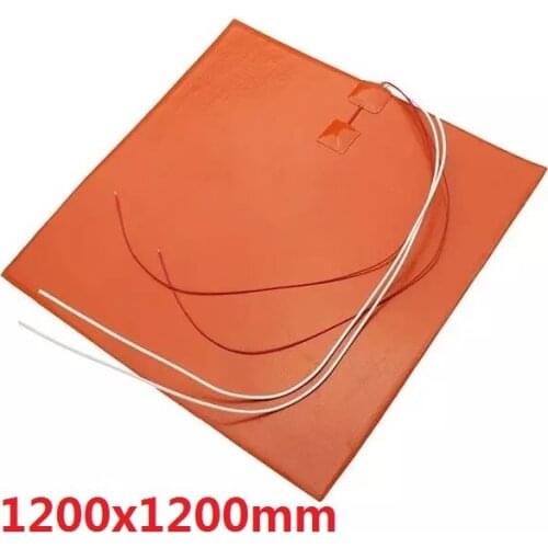 1200*1200*1.5mm Heat Hot Bed for 3D Printer Flexible Silicone Heater 220v 3000w Adhesive 1side 100k Thermistor 1000mm Lead Wire
