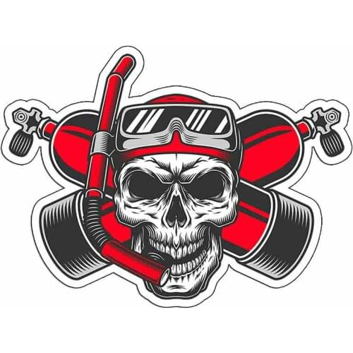 LLY-1352 Car Sticker Skull Diver Cartoon Modeling Decal PVC Auto Bumper Trunk Truck Pattern Waterproof Cover Scratch Decals