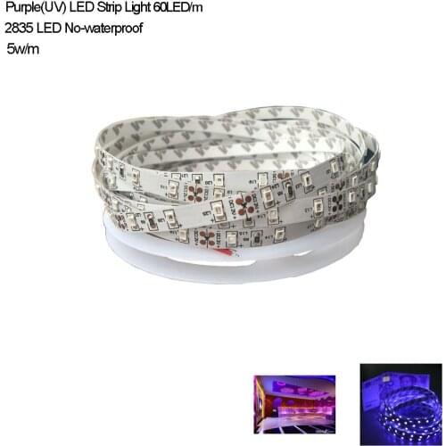 New Arrive 5M 0.2W/LED 2835 UV LED Strip Light 300LED No-Waterproof 5W/m More Brightness Than 3528 Fast Shipping