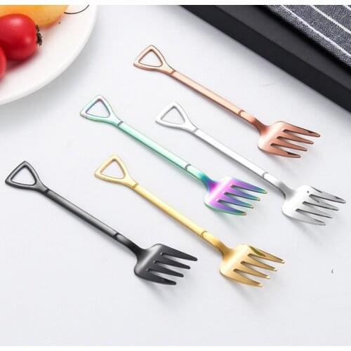 NEW Creative Forks Premium Stainless Steel Shovel Fork Easy To Clean Fine High Quality Elegance Dessert Fork Kitchen Supplies