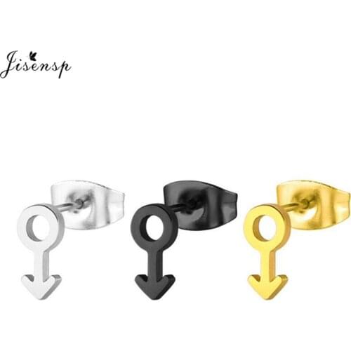 Jisensp New Minimalist Gold Color Arrow Earrings for Women Ladies Hollow Small Stud Earrings Jewelry oorbellen pendientes