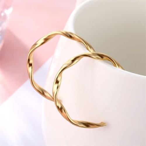 New Simple Geometry Circle Earring Gold Sliver Color Retro Personality Matte Earrings Fashion Large Hollow Drop Earrings Jewelry