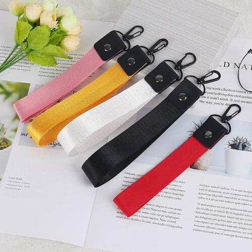 Solid Color Lanyards Tag Holder Neck Hang ID Card Lanyards Wrist Band Key Rope Mobile Phone Straps ID Card Keychain Black Red