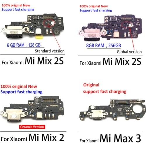 Original USB Charging Port Connector Parts Flex Cable With Mic Microphone For Xiaomi Mi Max Max 2 Max 3 Mix Mix 2 Mix 2s Mix 3