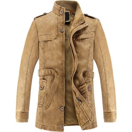 Autumn Winter Leather Jacket Men Casual Stand Collar PU Leather Motorcycle Coats Mens Leather Jacket Fleece Jaqueta De Couro