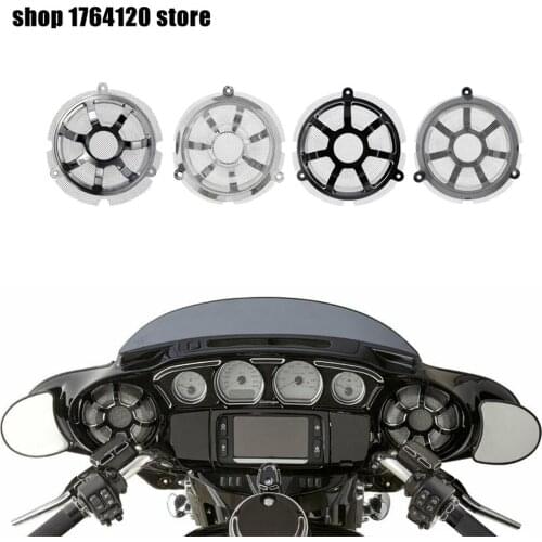Front Speaker Grill Masks Cover Black/Chrome CNC 2Pcs For Harley Touring Street Glide Electra Glide CVO Limited FLHTKSE 2014-Up