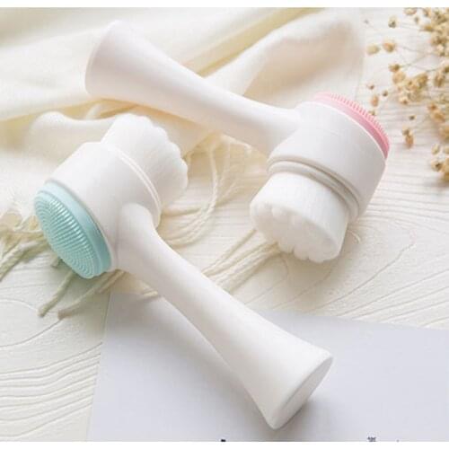 3D Face Portable Cleaning Massage Face Wash Product Skin Care Tool Hot Double Side Silicone Face Cleansing Brush Facial Brush