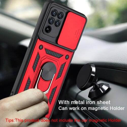 Shockproof Case for OPPO A94 A74 A54 5G A73 A93 Ring Stand Push Pull Camera Protection Phone Cover for Reno 5 Lite 5K 5F