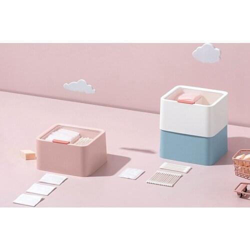 Transparent Cover Cotton Cotton Swab Lipstick Storage Box Nordic Style Double-Layered Simple Desktop Storage Box