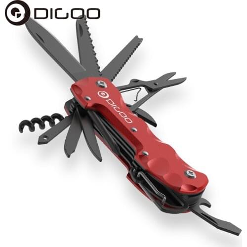 DIGOO DG-PL101 12 In 1 Folding EDC Tool Kitchen Bottle Opener Outdoor Pocket Multitool Pliers Saw Knife Screwdriver Carabiner