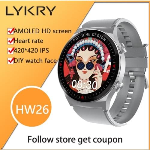 LYKRY HW26 Smart Watch Men Women AMOLED HD Screen 420*420 Bluetooth-compatible Call Heart Rate Monitor pk GT 2 GT2 PRO Watches