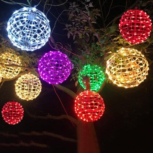 Solar Big Globe Rattan Ball Fairy Light Dia30CM Christmas Tree String Light Outdoor Waterproof Garden Tree Decoration Lighting