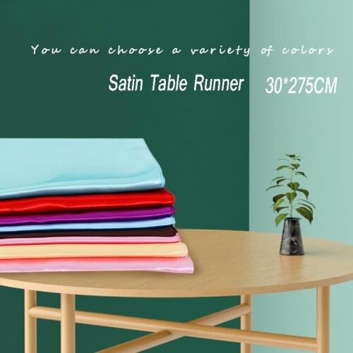 10pcs/lot 30*275cm Modern Plain Green Table Runner Satin Cloth Pink For Home Party Wedding decor dinner Tablecloth Accessories