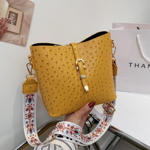 Bucket Bag for Women Crossbody Bags 2021 Summer Wide Strap Ladies Messenger Bag Travel Lady Handbags and Purse