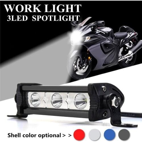 LED strip light working light motorcycle single row 9W single row three lights car suv day lights car accessories