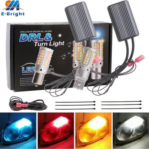 1set Canbus 1156 BA15S P21w BAU15S PY21w 3156 7440 W21W 3030 69 SMD LED Bulbs NO ERROR Car Dual Color Turn Signal Daylight Amber