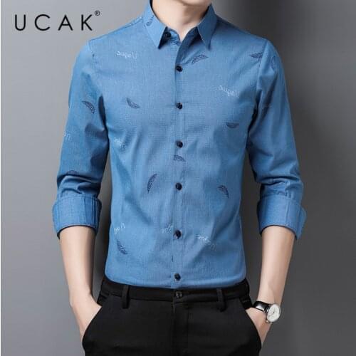 UCAK Brand Streetwear Long Sleeve Cotton Shirt Men Clothes Spring New Arrival Casual Turn-down Collar Soft Shirts Homme U6155