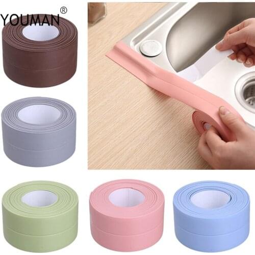 3.8cm White Bathroom Shower Sink Bath Sealing Strip Tape White PVC Self-Adhesive Waterproof Wall stickers Bathroom Kitchen Tape