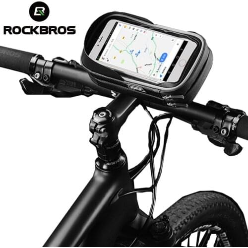 ROCKBROS Bicycle Bag 6 Inch Rainproof TPU Touch Screen Cell Bike Phone Bag Holder Cycling Handlebar Bags MTB Frame Pouch Case