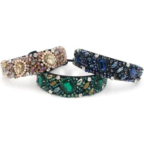 Womens Luxury Full Rhinestone Beaded Headband Vintage Baroque Style Hair Hoop