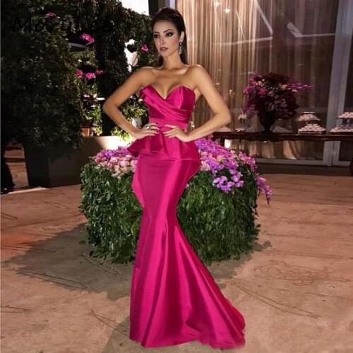 Sweetheart Evening Dresses Sleeveless Floor Length Mermaid Sweep Train Satin Evening Dresses Zipper vestidos de fiesta de noche