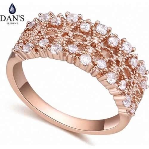 DANS Real Austrian Crystals Brand AAA Zirconia Micro Inlays Fashion Ring for women New Geometric 116493rose