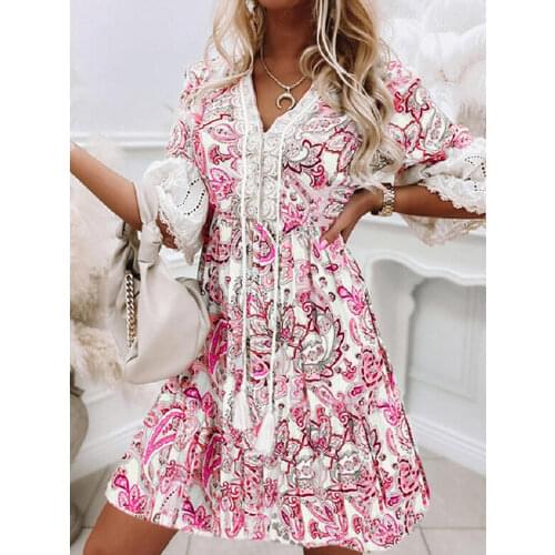 Casual Turn-down Collar Button Office Lady Shirt Dress Women Elegant Butterfly Sleeve Long Dress Fashion Print Slit Party Dress