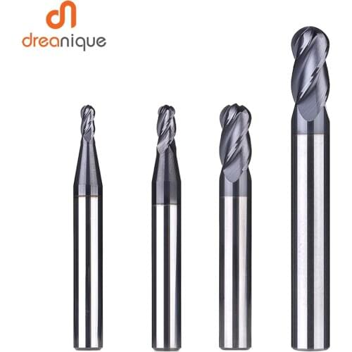 1pc ball nose end mill 4 flutes R2.0-R6.0 cnc end milling cutter for metal face and slot machining coated end mills for hrc50