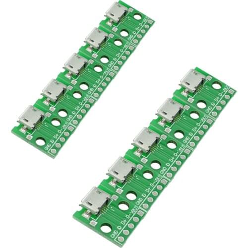 10pcs MICRO USB To DIP Adapter 5pin Female Connector B Type PCB Converter Breadboard USB-01 Switch Board SMT Mother Seat