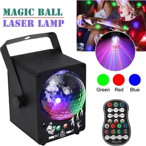 128 Pattern RGB LED Disco Ball Light Mini Sound Control Stage Active Laser Projector Lamp Home Wedding Show Flash Supplies