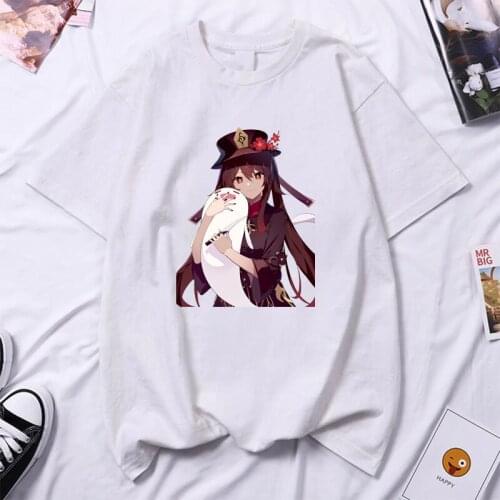 2021 Genshin Impact T-Shirts Anime Game Streetwear Cute Girls Print Men Women Fashion T Shirt 100% Cotton High Quality Tees Tops