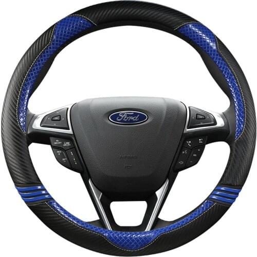 38CM PU Leather Car Steering Wheel Cover Anti-slip for Ford Focus 2 3 4 MK1 MK2 MK3 MK4 Auto Interior Accessories
